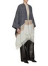 Front View - Click To Enlarge - BRUNELLO CUCINELLI - Striped Fringe Hem Wool Poncho