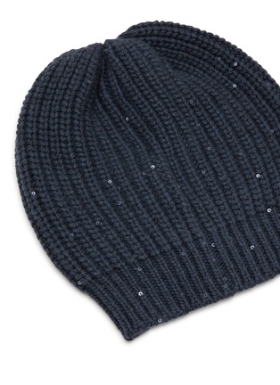 Detail View - Click To Enlarge - BRUNELLO CUCINELLI - Sequin Embellished Cashmere Silk Beanie