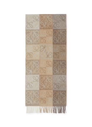 Detail View - Click To Enlarge - LOEWE - Anagram Intarsia Fringed Scarf