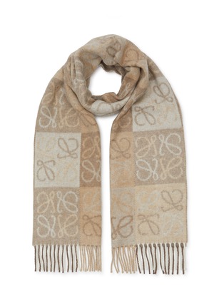 Main View - Click To Enlarge - LOEWE - Anagram Intarsia Fringed Scarf