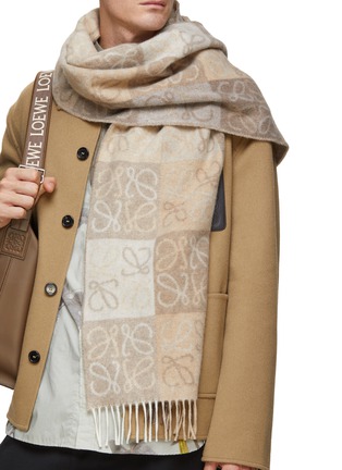 LOEWE Anagram Intarsia Fringed Scarf Men Lane Crawford