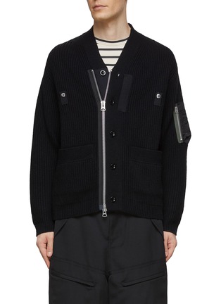 Main View - Click To Enlarge - SACAI - Sleeve Pocket Zip Up Cardigan