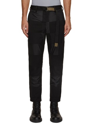 Main View - Click To Enlarge - SACAI - Checkered Patchwork Belted Pants