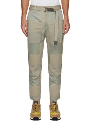 Main View - Click To Enlarge - SACAI - Checkered Patchwork Belted Pants