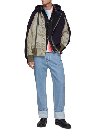 Figure View - Click To Enlarge - SACAI - Nylon Panel Hooded Jacket