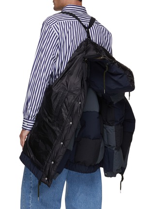 Detail View - Click To Enlarge - SACAI - Checkered Patchwork  Hooded Puffer Jacket
