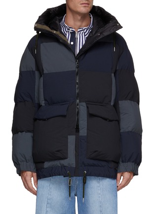 Main View - Click To Enlarge - SACAI - Checkered Patchwork  Hooded Puffer Jacket