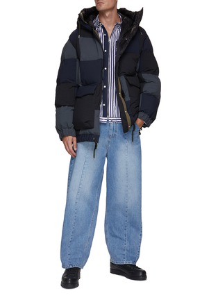 Figure View - Click To Enlarge - SACAI - Checkered Patchwork  Hooded Puffer Jacket