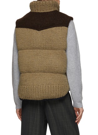 Back View - Click To Enlarge - SACAI - Contrast Yoke And Stand Collar Padded Knit Vest
