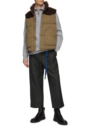 Figure View - Click To Enlarge - SACAI - Contrast Yoke And Stand Collar Padded Knit Vest