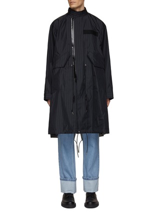 Main View - Click To Enlarge - SACAI - Taffeta Side Slit Pinstripe Coat