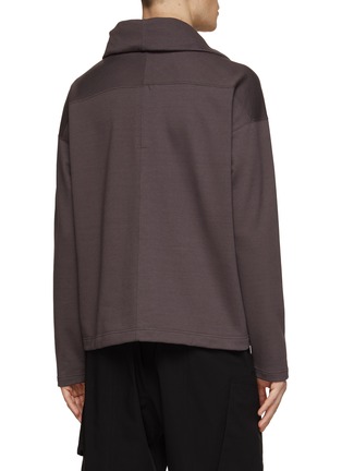 Back View - Click To Enlarge - THE VIRIDI-ANNE - Asymmetrical Stand Collar Sweatshirt