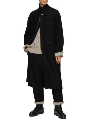 Figure View - Click To Enlarge - THE VIRIDI-ANNE - Wool Slanted Pocket Zip Up Coat