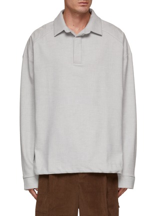 Main View - Click To Enlarge - THE FRANKIE SHOP - Dennis Toggle Hem Oversized Long Sleeve Polo Shirt