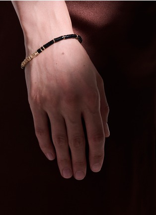  - JOHN HARDY - Classic Chain Onyx 14K Gold Heishi Beaded Bracelet — Size UM