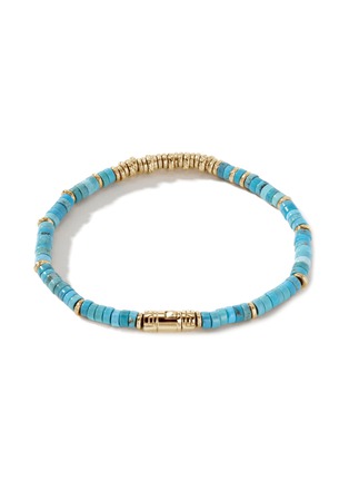 Detail View - Click To Enlarge - JOHN HARDY - Classic Chain Turquoise 14K Gold Heishi Beaded Bracelet — Size UL