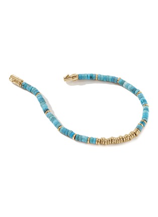 Detail View - Click To Enlarge - JOHN HARDY - Classic Chain Turquoise 14K Gold Heishi Beaded Bracelet — Size UL