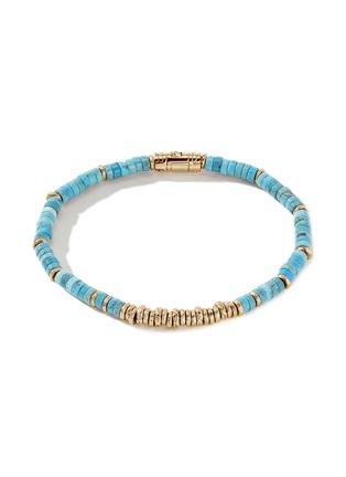 Main View - Click To Enlarge - JOHN HARDY - Classic Chain Turquoise 14K Gold Heishi Beaded Bracelet — Size UL