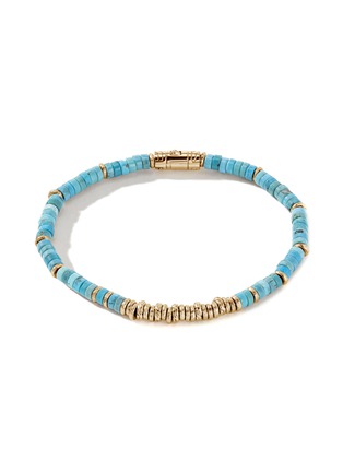 Main View - Click To Enlarge - JOHN HARDY - Classic Chain Turquoise 14K Gold Heishi Beaded Bracelet — Size UM