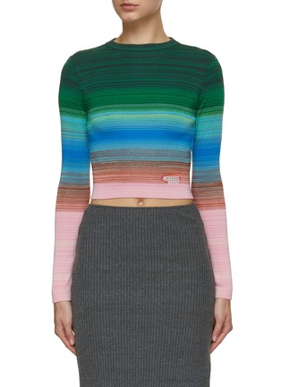 Main View - Click To Enlarge - MISSONI - Rainbow Stripe Cropped Knit Sweater
