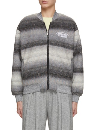 Main View - Click To Enlarge - MISSONI - Grey Contrast Stripe Logo Bomber Jacket