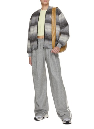 Figure View - Click To Enlarge - MISSONI - Grey Contrast Stripe Logo Bomber Jacket