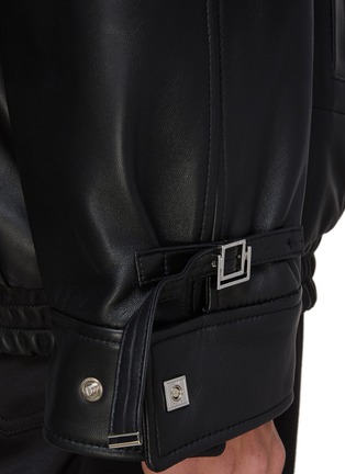  - WOOYOUNGMI - Oversized Buckled Sleeve Strap Leather Jacket