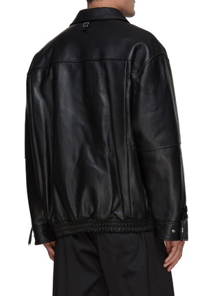 Back View - Click To Enlarge - WOOYOUNGMI - Oversized Buckled Sleeve Strap Leather Jacket
