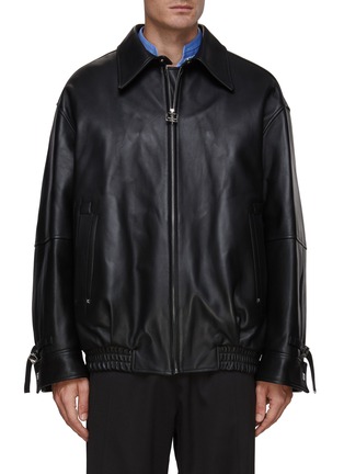 Main View - Click To Enlarge - WOOYOUNGMI - Oversized Buckled Sleeve Strap Leather Jacket