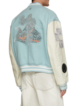 Back View - Click To Enlarge - WOOYOUNGMI - Volcano Embroidered Patchwork Varsity Jacket