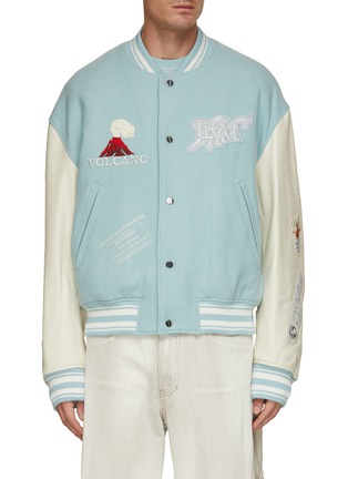 Main View - Click To Enlarge - WOOYOUNGMI - Volcano Embroidered Patchwork Varsity Jacket