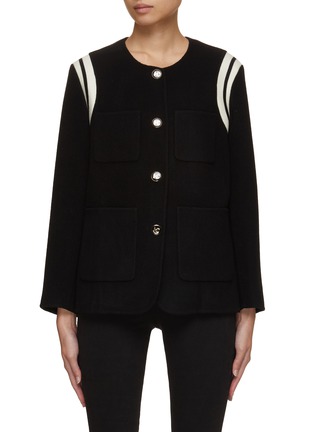 Main View - Click To Enlarge - MO&CO. - Striped Wool Jacket