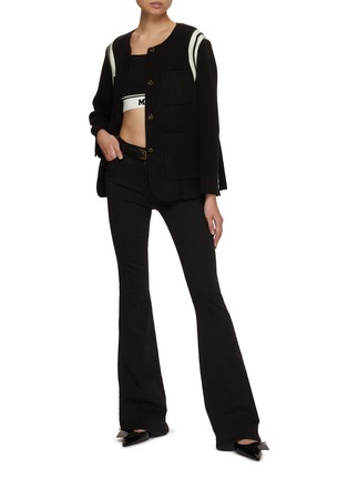 Figure View - Click To Enlarge - MO&CO. - Striped Wool Jacket