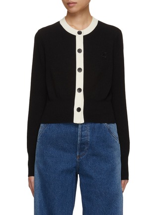 Main View - Click To Enlarge - MO&CO. - Contrast Trim Logo Cardigan