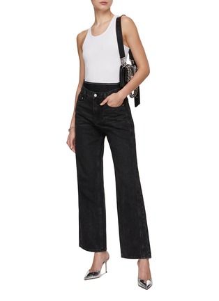 Figure View - Click To Enlarge - MO&CO. - Double Waistband Wide Leg Jeans