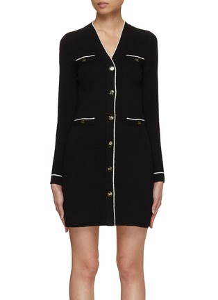 Main View - Click To Enlarge - MO&CO. - Contrast Trim Cardigan Dress