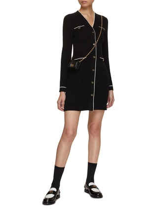 Figure View - Click To Enlarge - MO&CO. - Contrast Trim Cardigan Dress