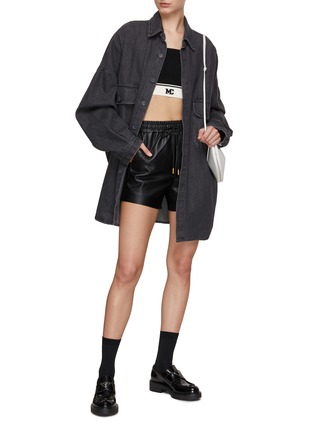 Figure View - Click To Enlarge - MO&CO. - Drawstring Faux Leather Shorts