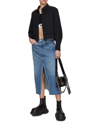 Figure View - Click To Enlarge - MO&CO. - Layered Cropped Shirt