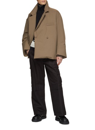 Figure View - Click To Enlarge - RE: BY MAISON SANS TITRE - Belted Double Breasted Puffer Blazer