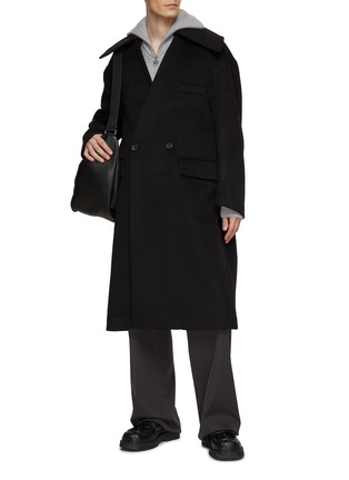 Figure View - Click To Enlarge - RE: BY MAISON SANS TITRE - Detachable Collar Long Double Breasted Coat