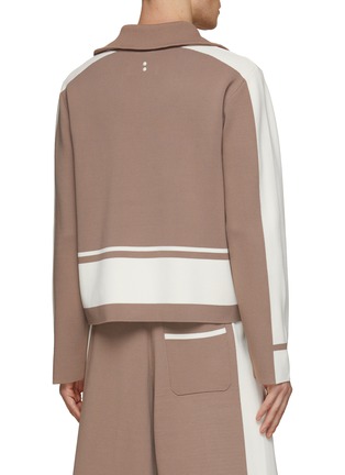 Back View - Click To Enlarge - RE: BY MAISON SANS TITRE - Colour Block Motif Zip Up Turtle Neck Jacket