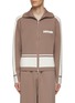 Main View - Click To Enlarge - RE: BY MAISON SANS TITRE - Colour Block Motif Zip Up Turtle Neck Jacket