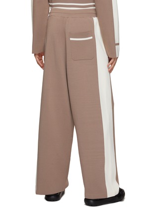 Back View - Click To Enlarge - RE: BY MAISON SANS TITRE - Straight Leg Contrasting Stripe Knit Pants