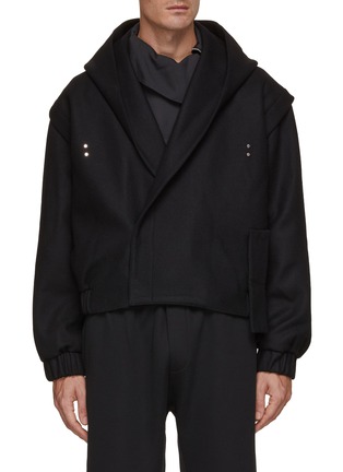 Main View - Click To Enlarge - RE: BY MAISON SANS TITRE - Detachable Strap Hooded Tweed Cropped Jacket