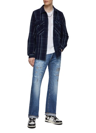 Figure View - Click To Enlarge - WASHI - Mitsumata Hanagasumi Distressed Flared Leg Jeans