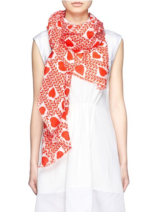 Figure View - Click To Enlarge - STELLA MCCARTNEY - Heart print cotton-modal scarf