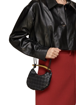 BOTTEGA VENETA Saddle Small Intrecciato Leather Shoulder Bag In Black