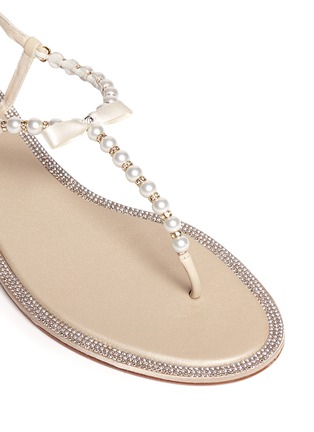 Detail View - Click To Enlarge - RENÉ CAOVILLA - Pearl embellished flat sandals
Rhinestone border pearl sandals