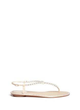 Main View - Click To Enlarge - RENÉ CAOVILLA - Pearl embellished flat sandals
Rhinestone border pearl sandals